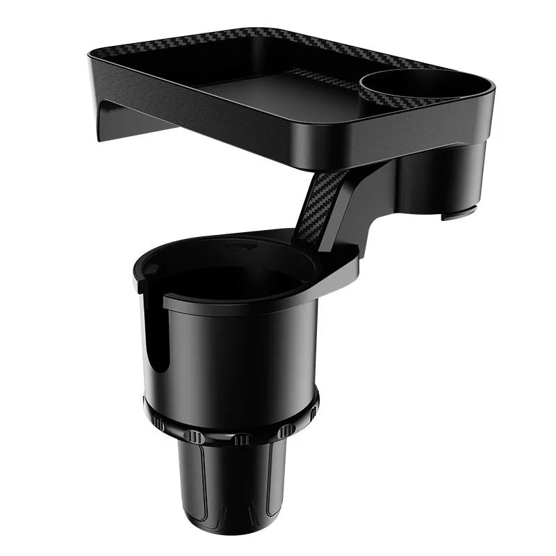 Black ABS car-mounted rotating dinner tray holder with integrated cup holder in vehicle