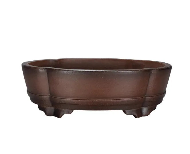 A classical style purple clay bonsai flower pot with simple design.