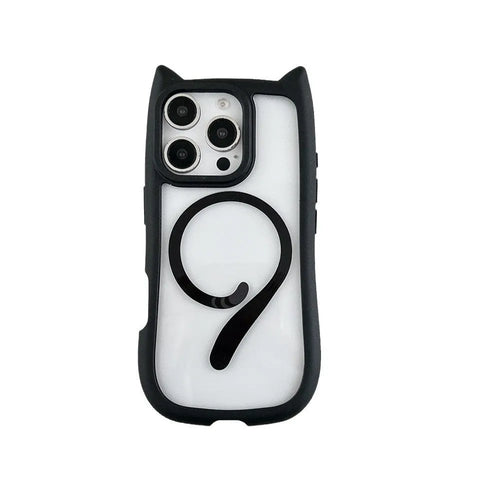 Transparent acrylic TPU phone case for iPhone 17 showing magnetic suction and shockproof design