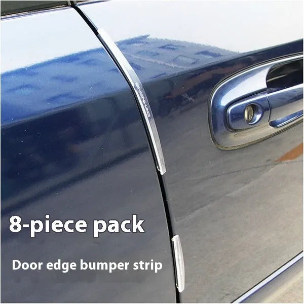 Solid white plastic car door side bumper strip for edge protection.