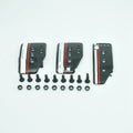Aluminium alloy manual transmission pedal set showing accelerator, brake, and clutch pedals with screws and nuts
