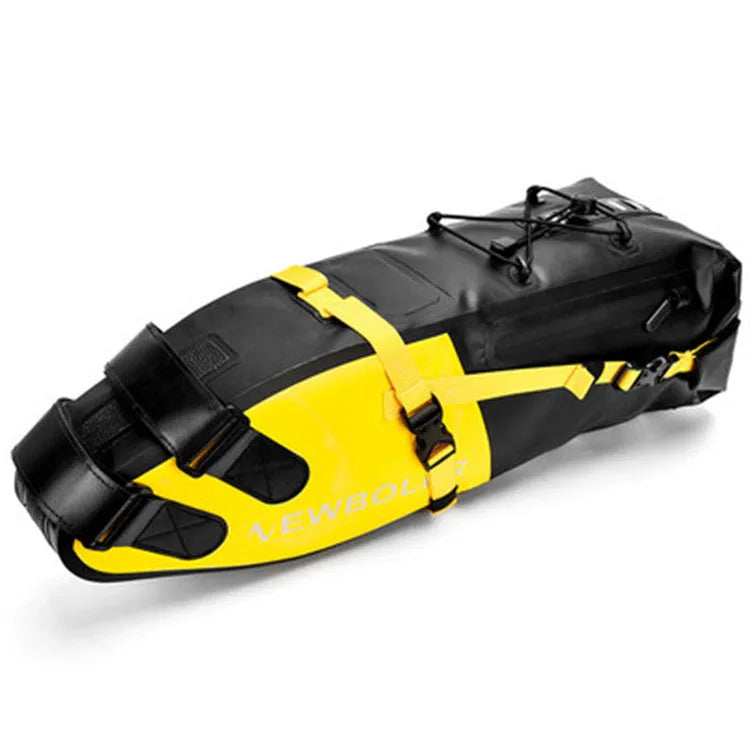 Waterproof PVC bicycle tail bag with 13 litre capacity for cycling equipment storage