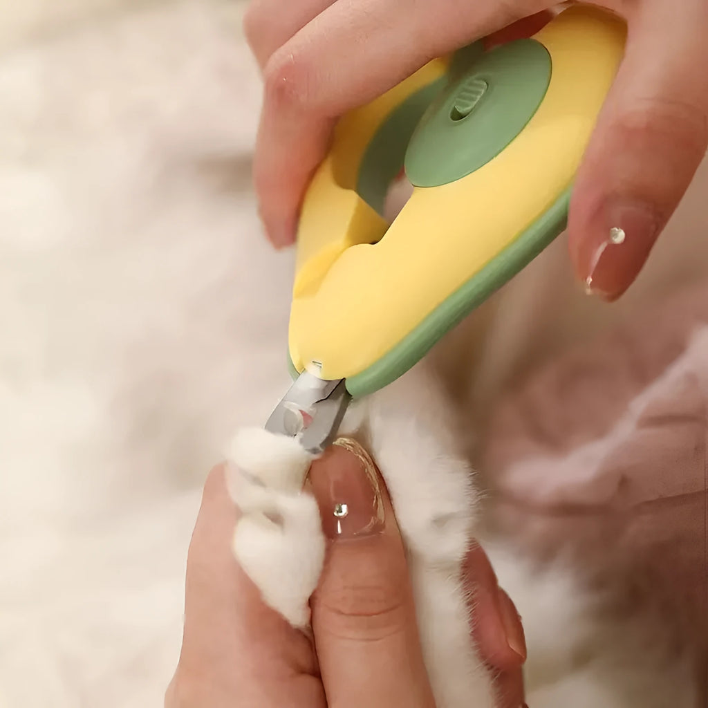 Professional LED pet nail clipper for small dogs and cats in green, pink, and white colour options