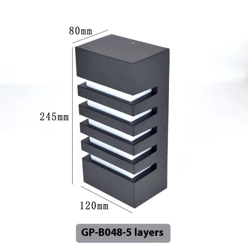 Minimalist aluminium outdoor wall lamp with IP55 waterproof rating and LED light source.