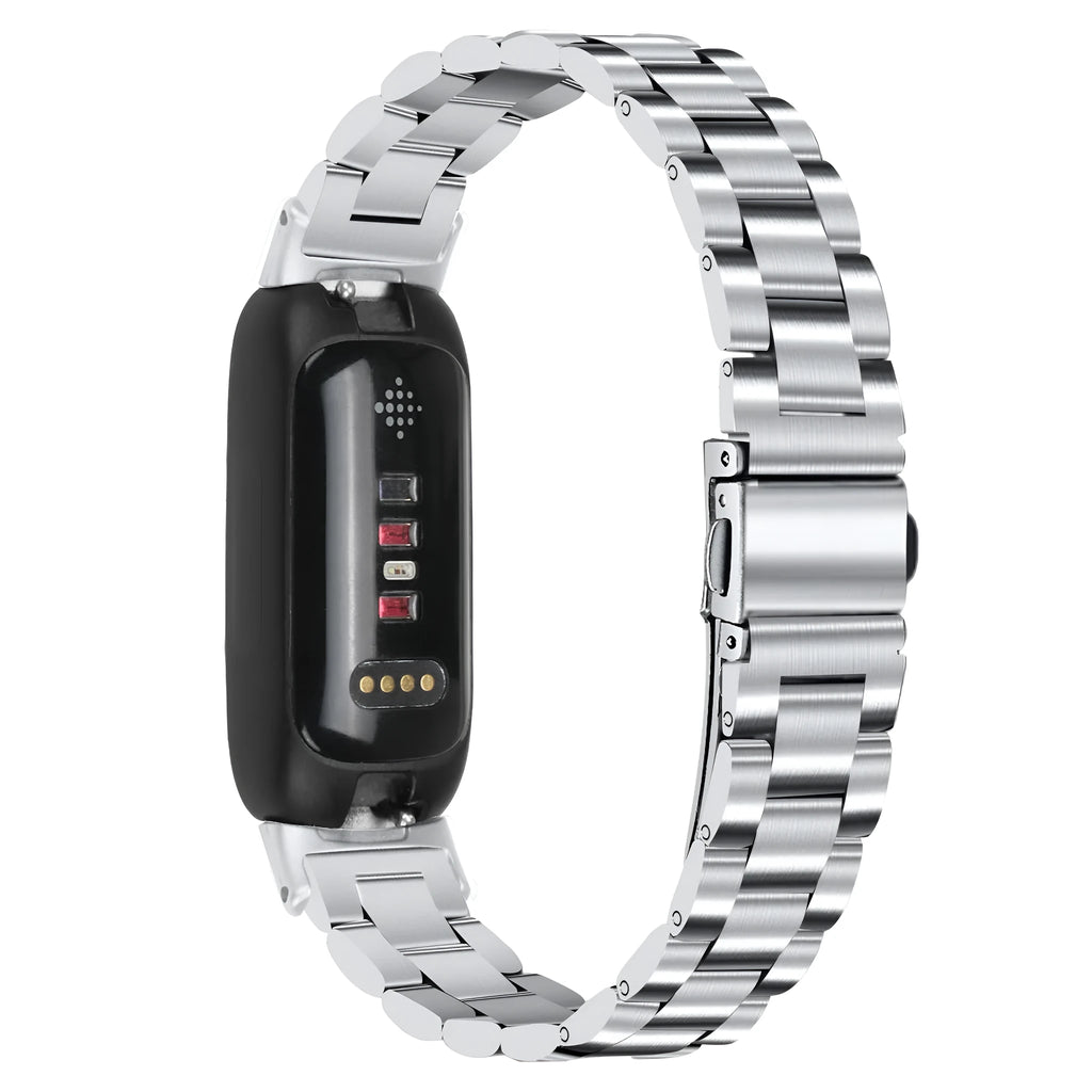 Stainless steel Fitbit Inspire 3 watch strap in multiple colour options showing 175mm length and 12mm connector