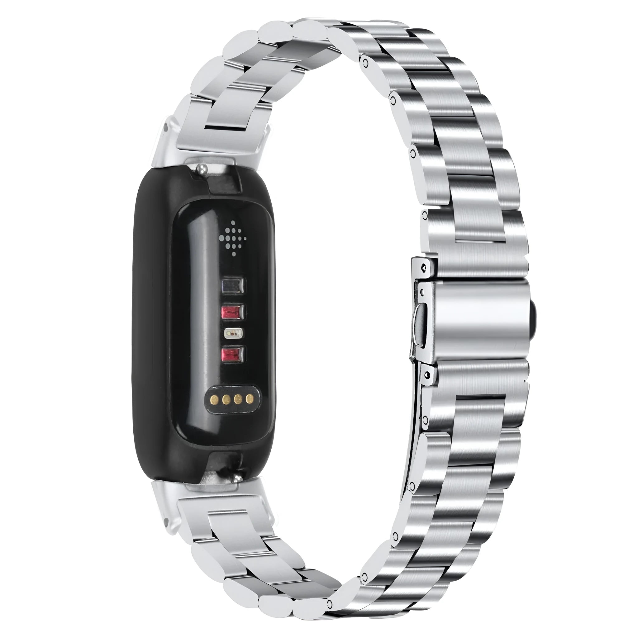 Stainless steel Fitbit Inspire 3 watch strap in multiple colour options showing 175mm length and 12mm connector