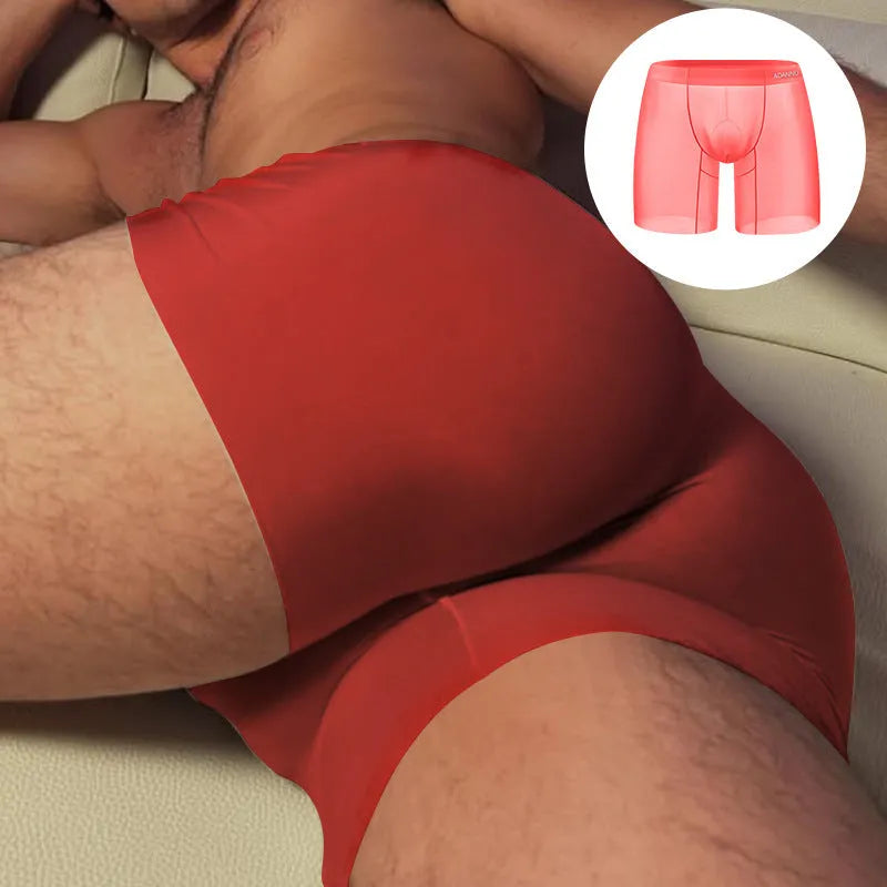 Men's seamless sports boxer shorts in nylon fabric with hip-lifting design