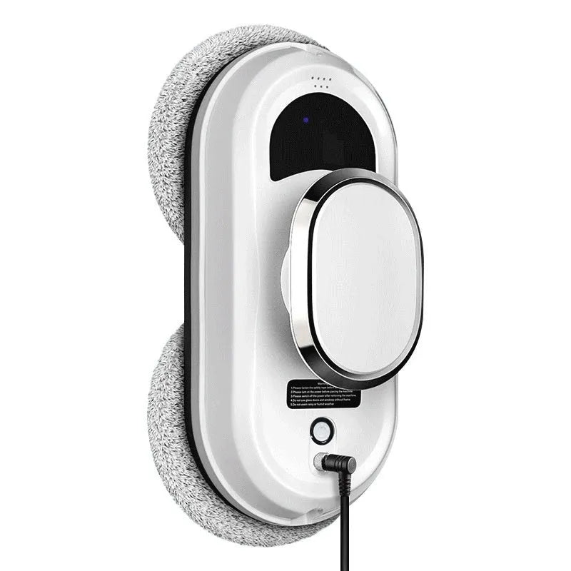 White automatic high altitude cleaning machine with remote control and cleaning cloths