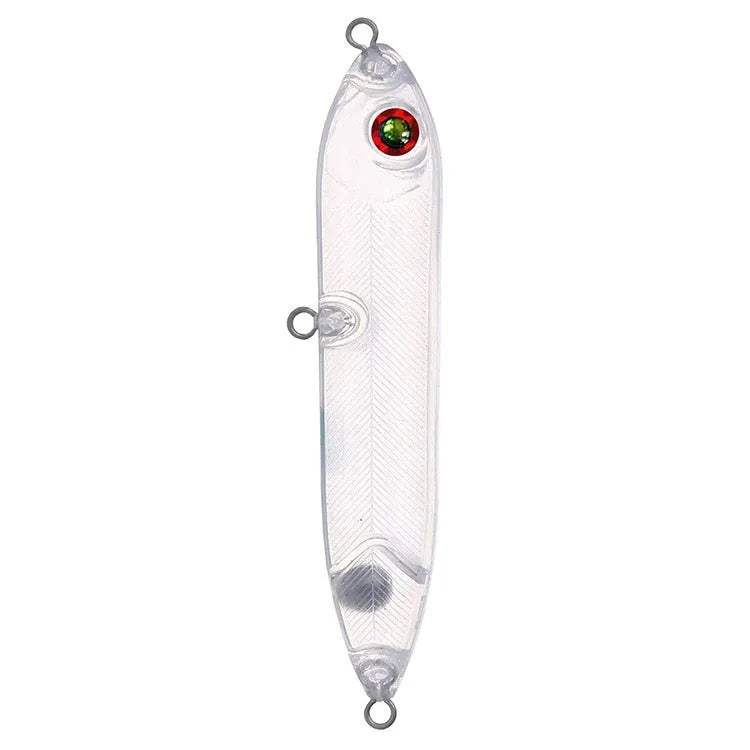 Transparent 9.5cm fishing lure blank body with 7mm hook eye hole