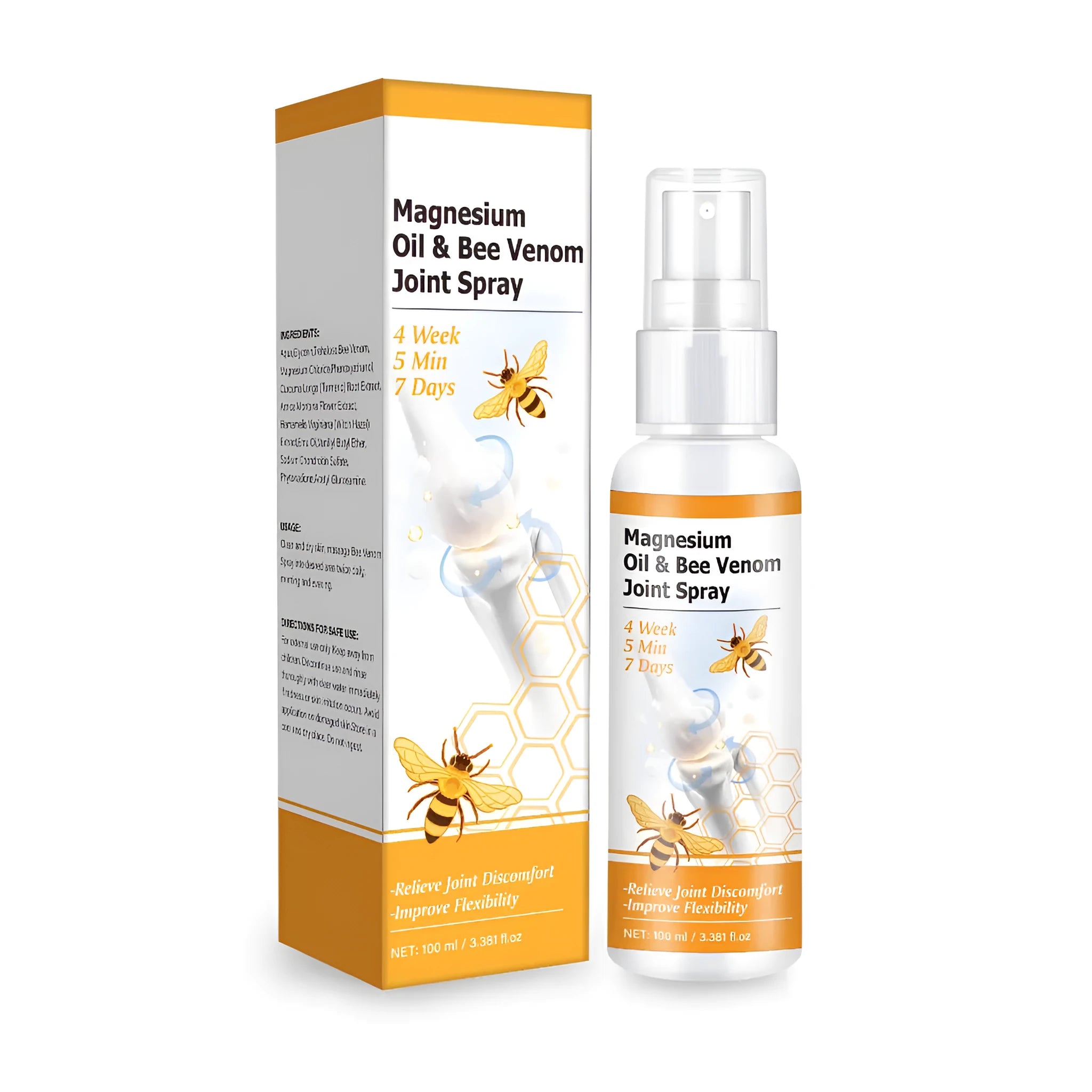 100ml bottle of Magnesium Oil Bee Joint Spray Gel with spray applicator