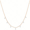 Women's 925 silver drop-shaped artificial zircon necklace on an adjustable O-chain, shown in silver finish.