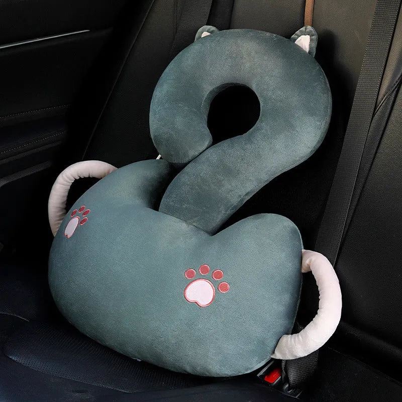 Large square cartoon animal cushion showing one of six design options, such as capybara, cat, dinosaur, rabbit, or toast.