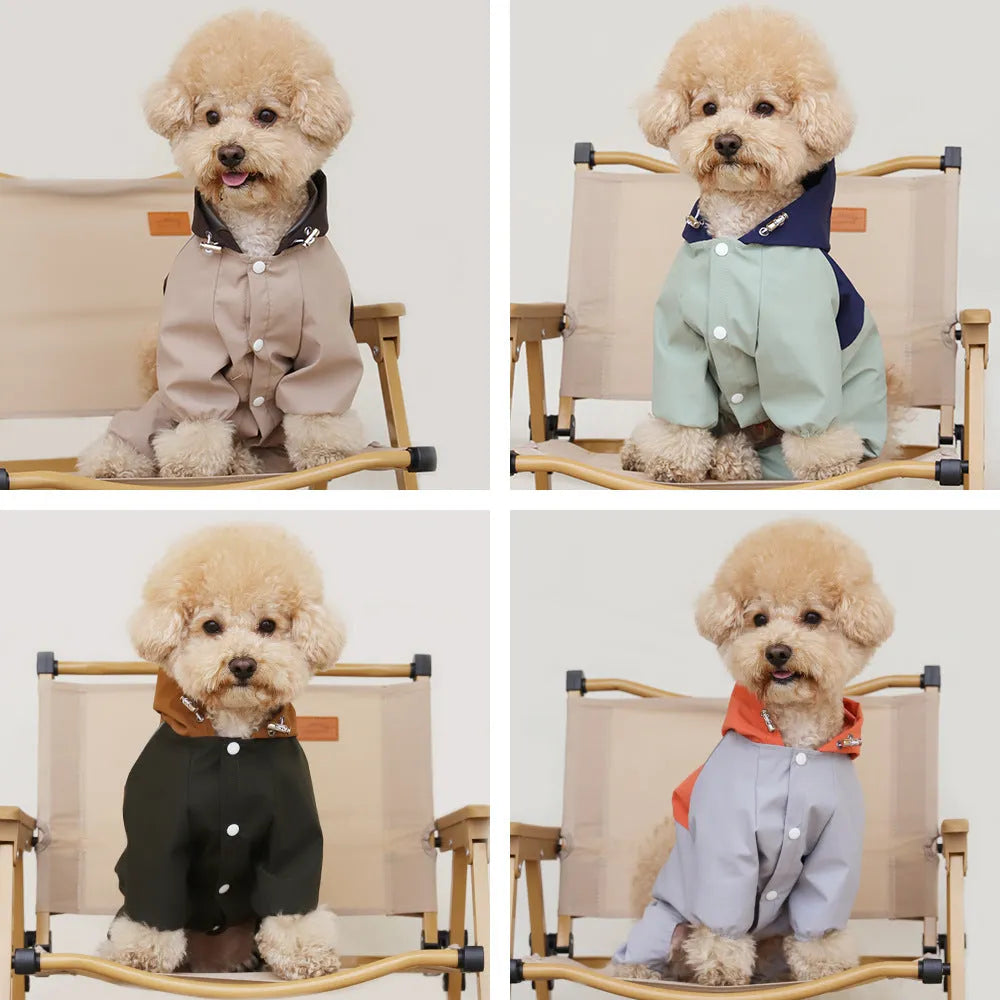 British style waterproof dog jacket in polyester available in multiple sizes and colours