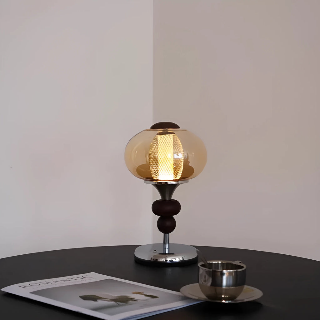 Zhonggu solid wood retro table lamp with USB charging port and touch control panel