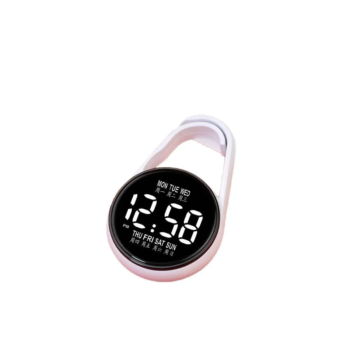 LED luminous electronic digital watch with plastic strap shown in multiple colour options