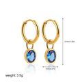 Women's retro oval zircon earrings in six colours including army green and emerald on copper settings