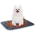 Grey multi-layer cloth pet cushion shown in four available sizes for dogs and cats.