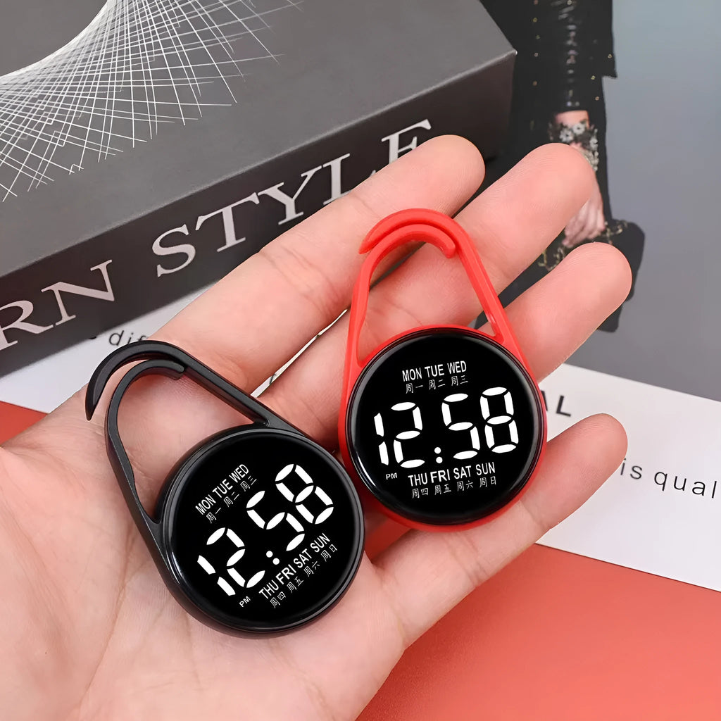 LED luminous electronic digital watch with plastic strap shown in multiple colour options