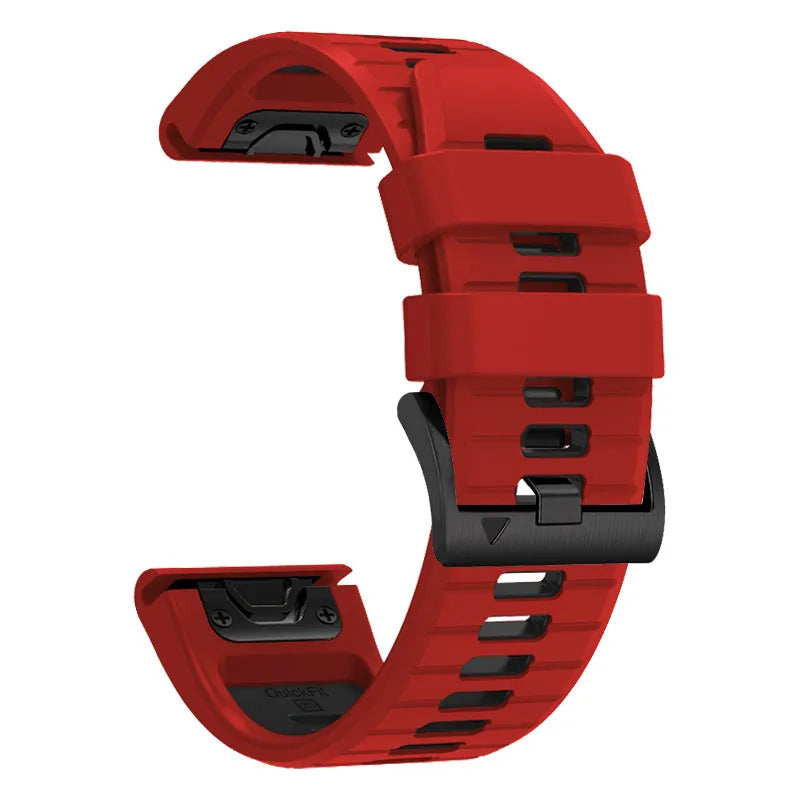 Two-tone quick release silicone watch strap for Garmin Fenix smartwatches in 22mm and 26mm widths