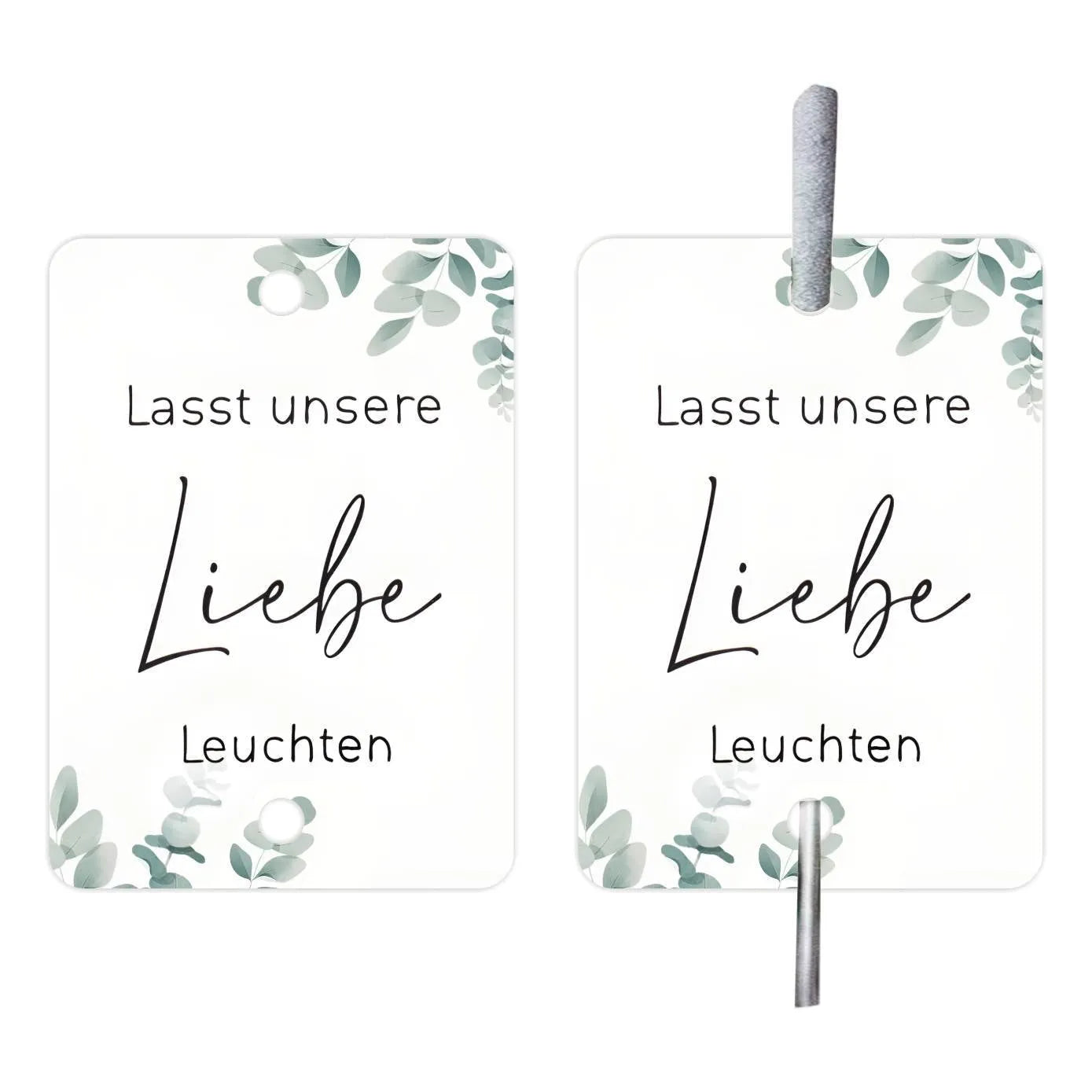 G45 style white card wedding decoration labels in a 50-piece pack set.