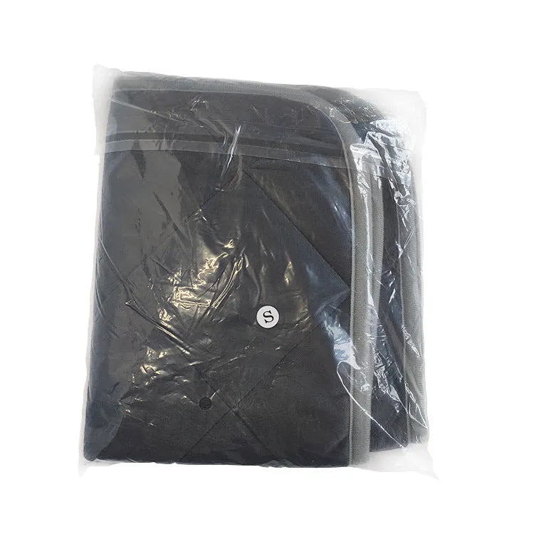 Grey multi-layer cloth pet cushion shown in four available sizes for dogs and cats.