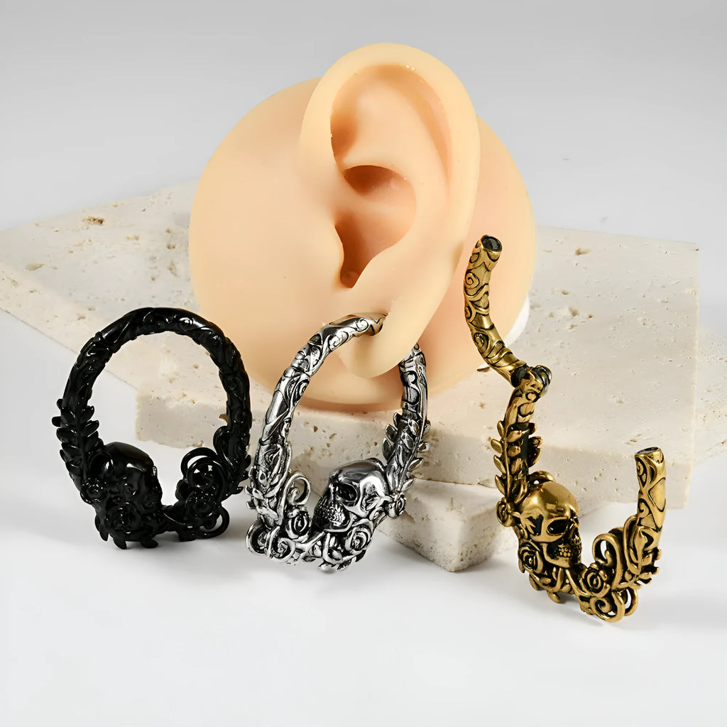 Stainless steel fashion earrings with shaped totem patterns in various electroplated colours