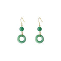Green Chinese style peace buckle shape earrings with geometric ring design