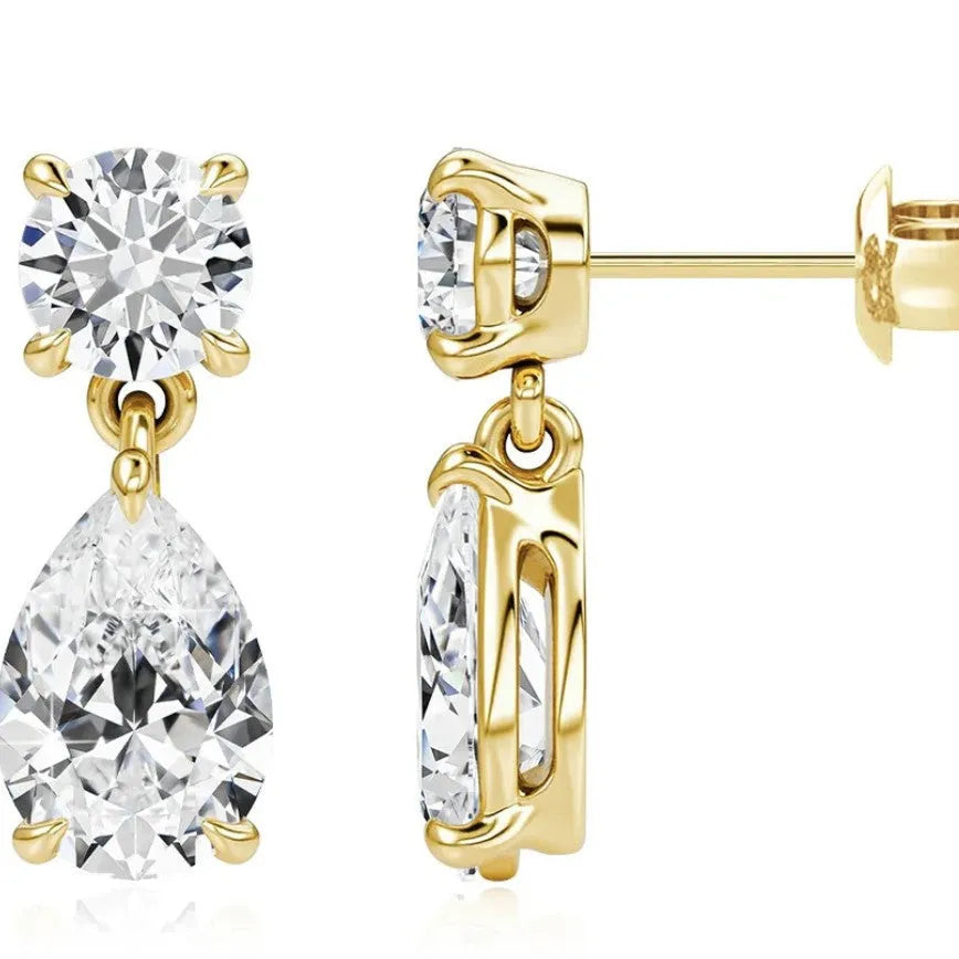 925 sterling silver water drop moissanite stud earrings with geometric design in gold or silver colour