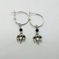 Silver round ring earrings with Tibetan antelope style design for women