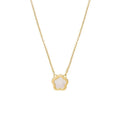 White mother shell flower necklace with floral pendant on silver or gold plated chain
