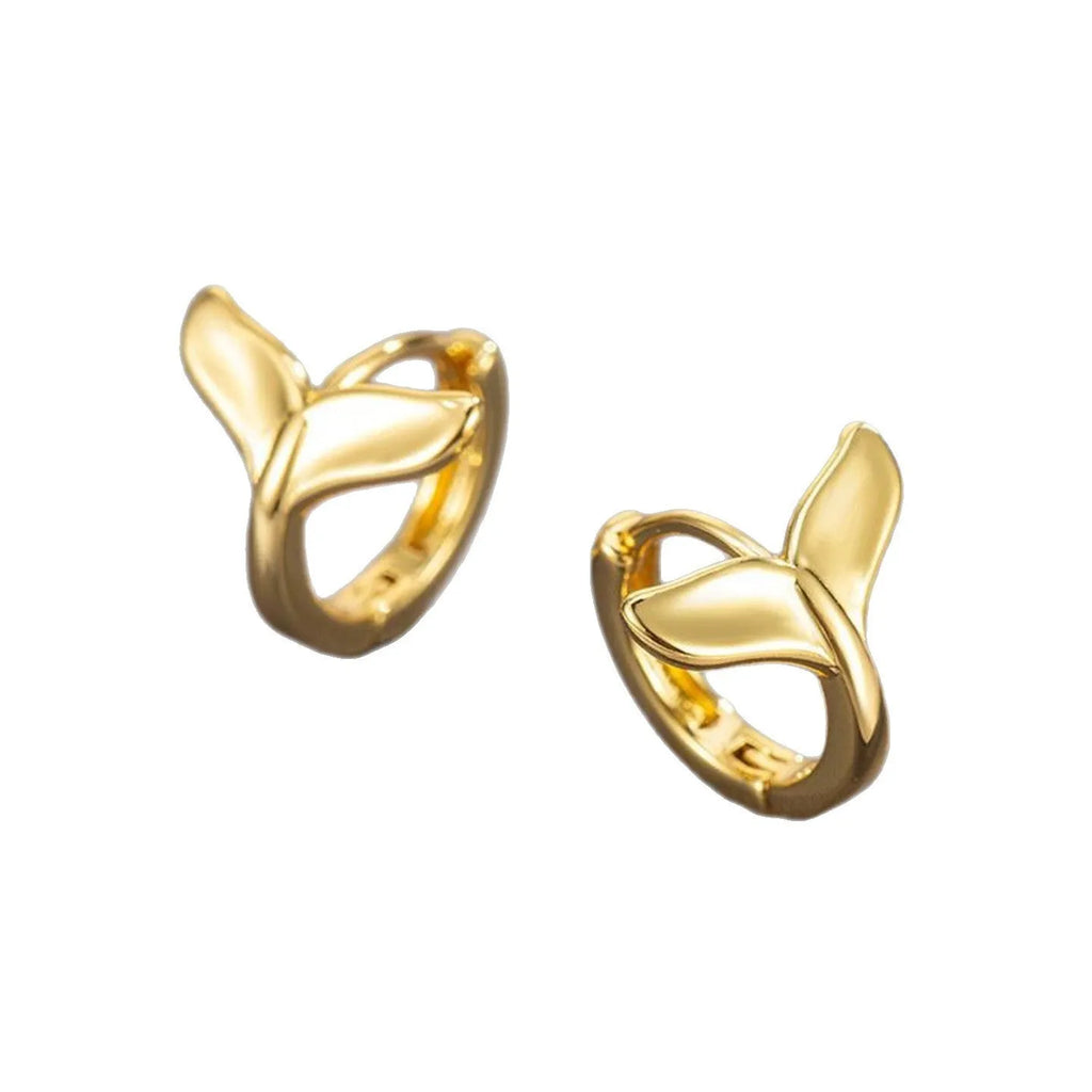Women's copper fishtail design earrings in white gold or yellow gold colour.