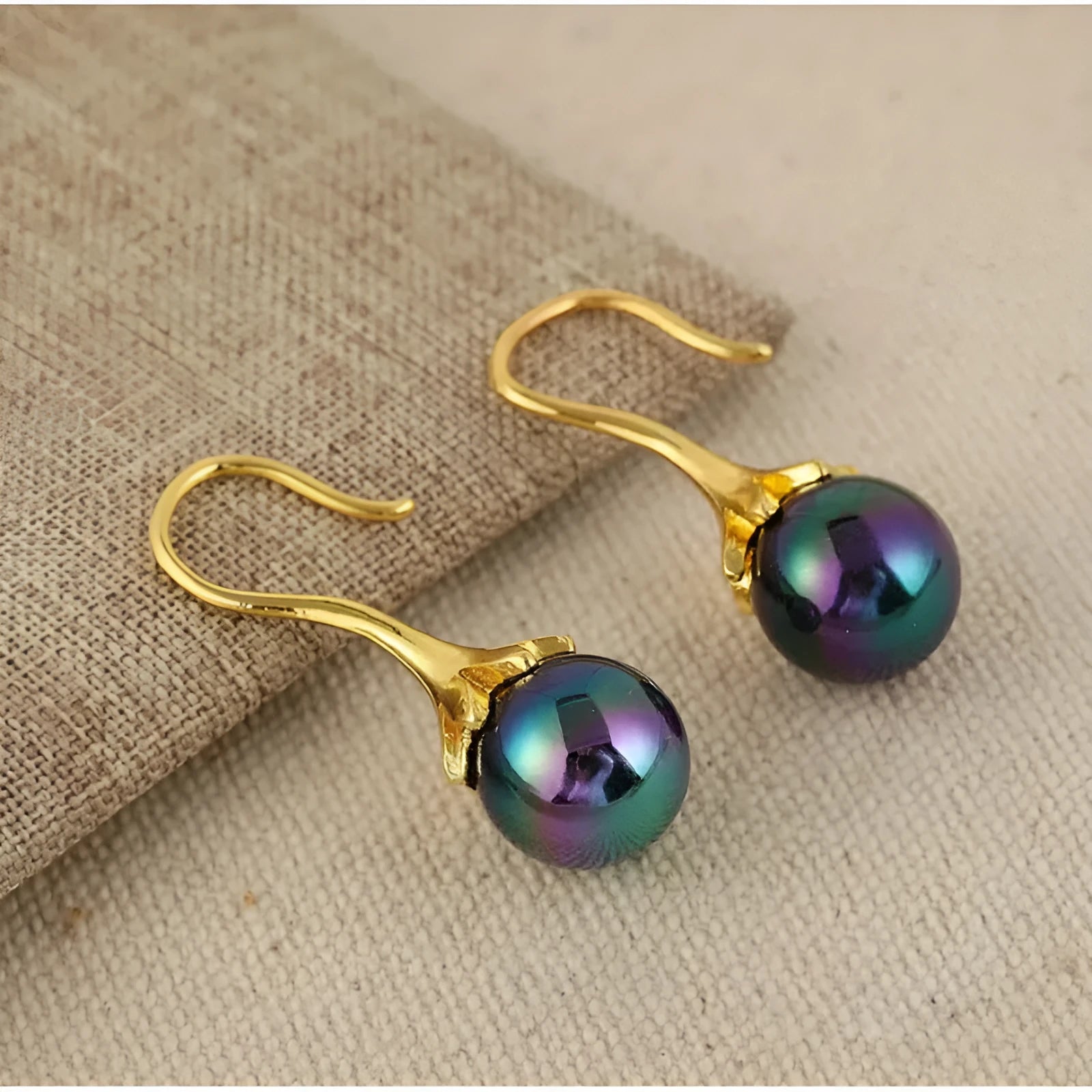 Gold-tone retro fashion women's earrings with electroplated finish on alloy construction