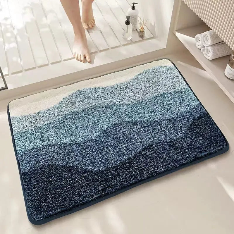 Square sky sea rainbow pattern floor mat with plastic dirt-resistant bottom in 40x60cm size