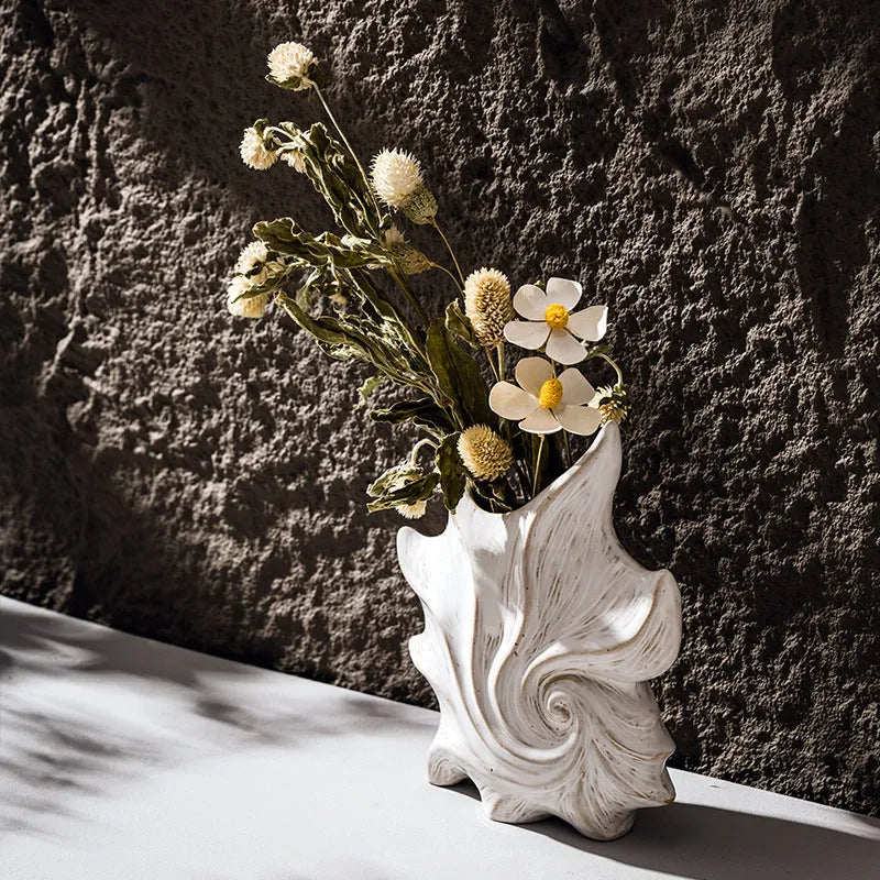 French art style ceramic vase with coloured glaze finish in European retro design