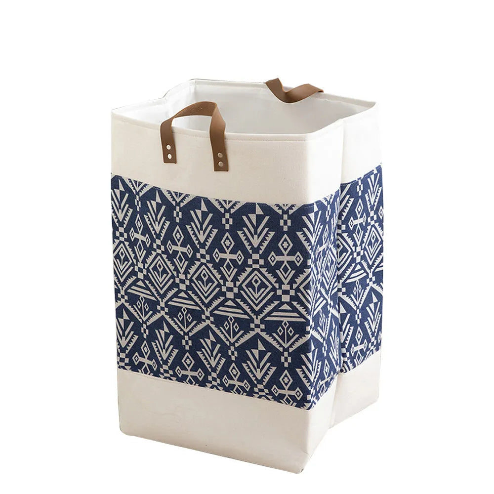Fabric storage box with drawstring closure measuring 35x35x55cm in colourful bear pattern