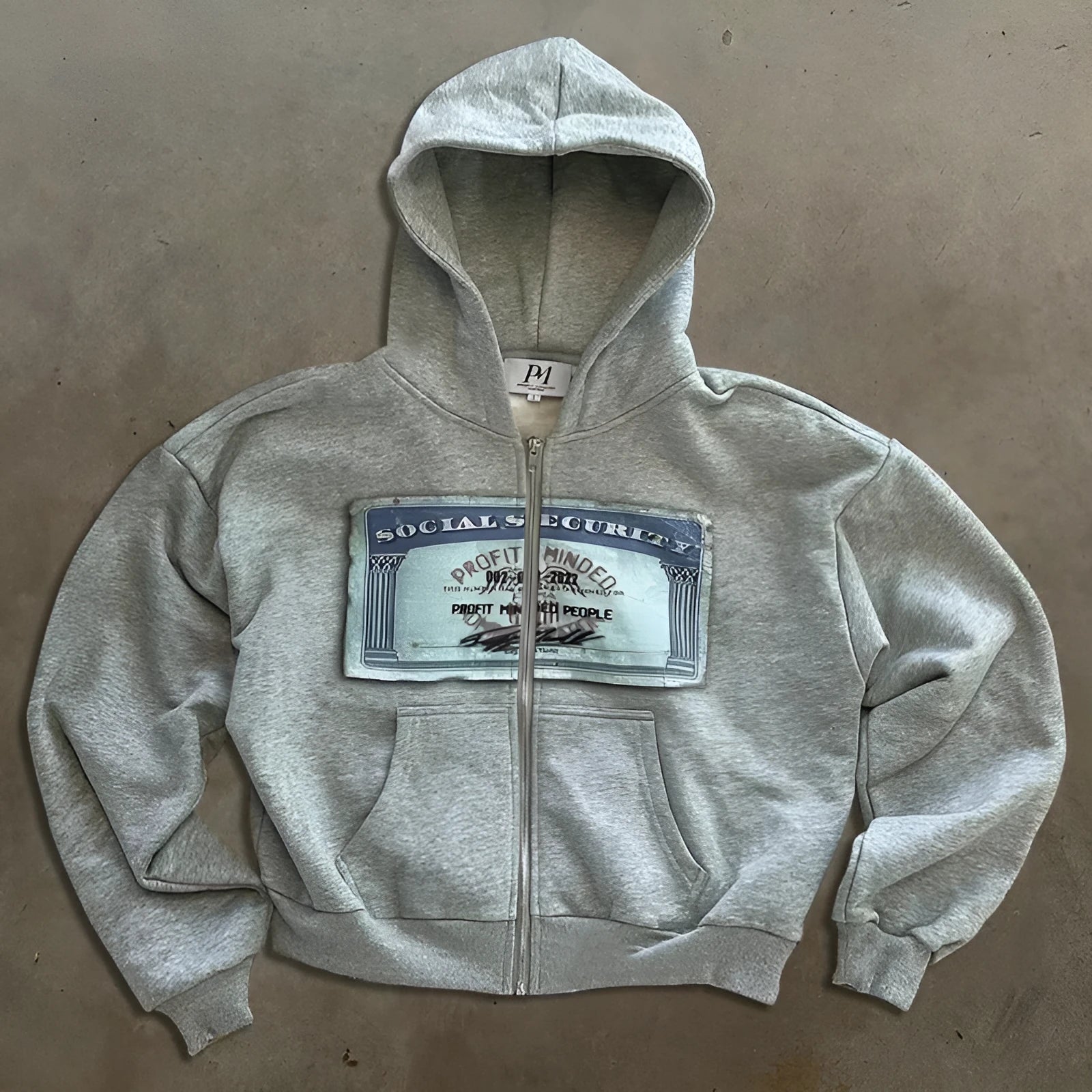 Unisex loose fit hooded zipper jacket with letter pattern and zipper pockets in black, grey or pink