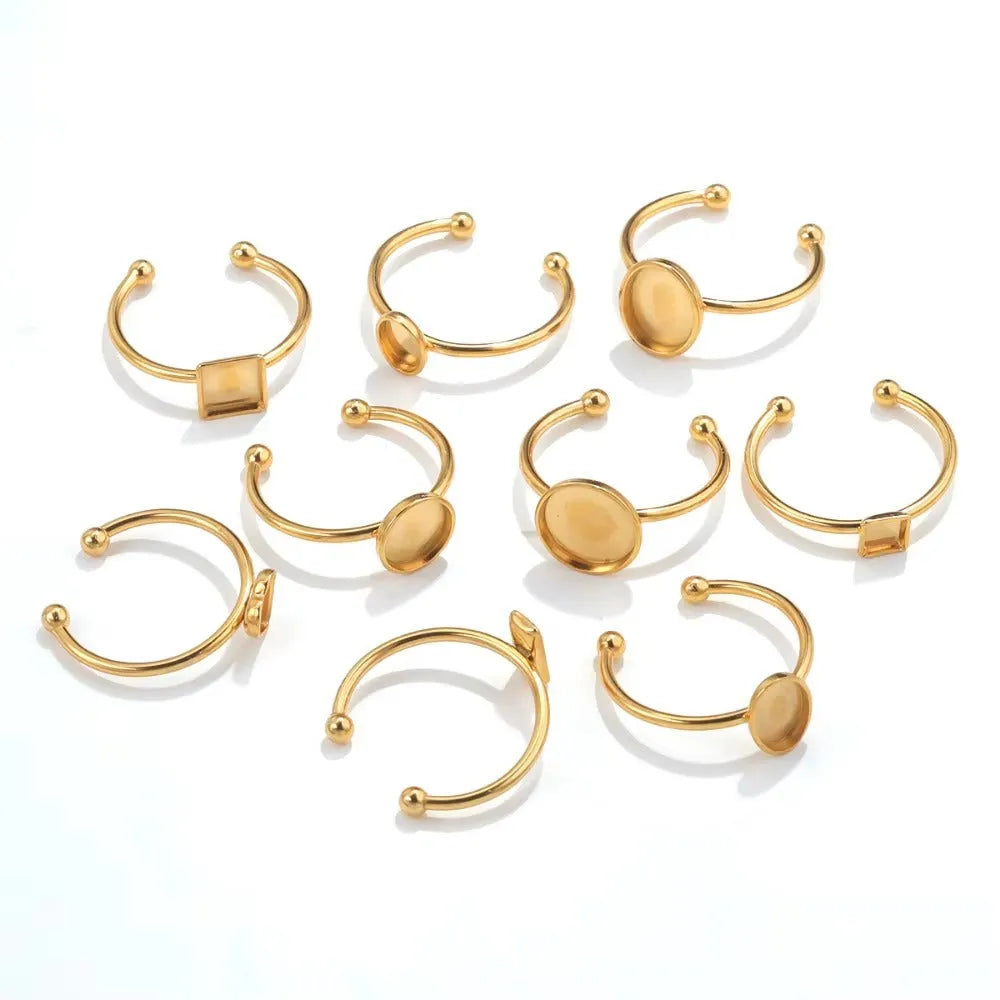 Golden stainless steel ring setting with totem pattern in multiple shape options