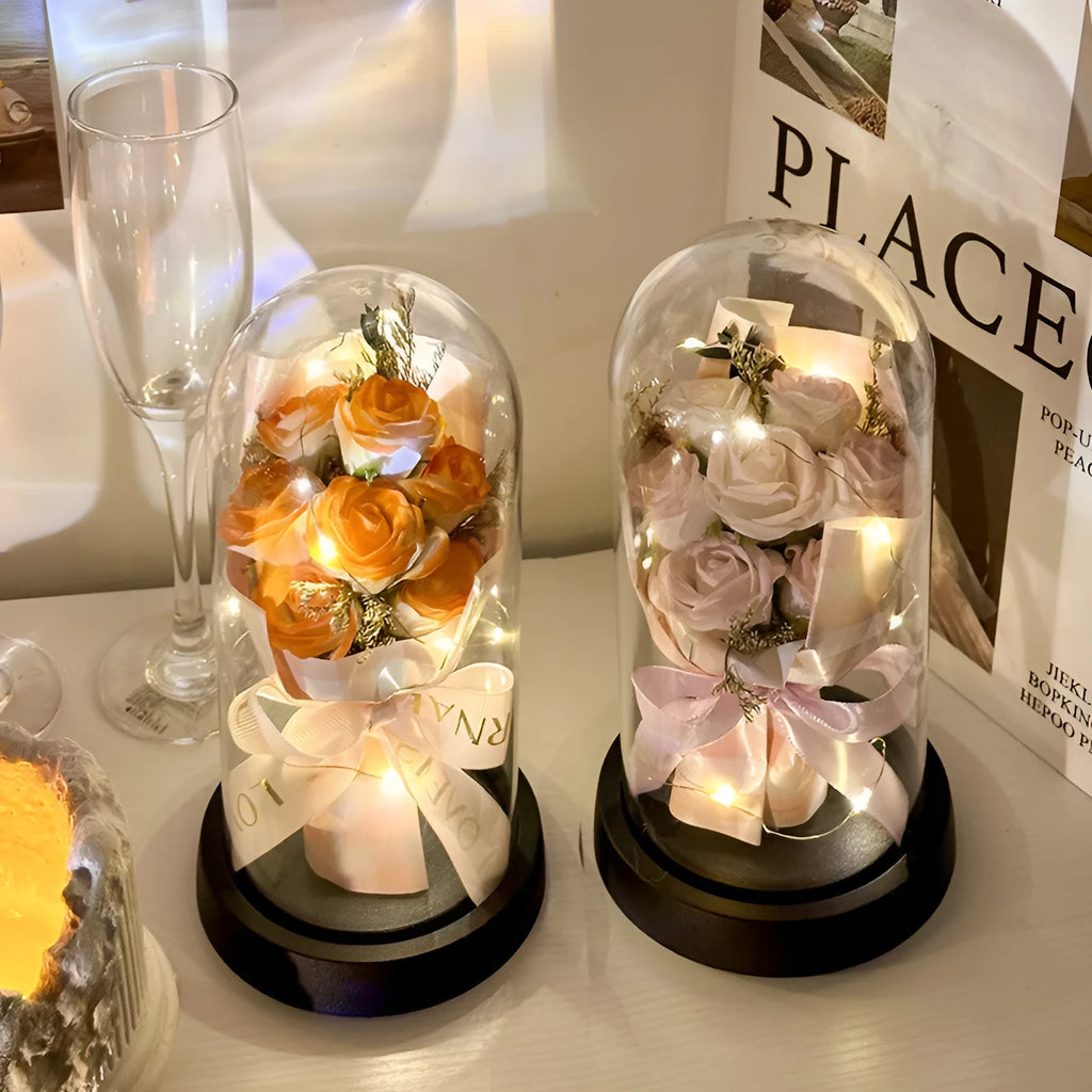Bionic bouquet artificial flower arrangement in Champagne, gradient blue, orange, ice blue, pink, purple or red