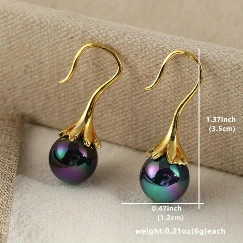 Gold-tone retro fashion women's earrings with electroplated finish on alloy construction