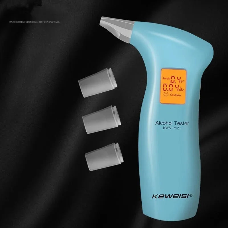 Portable orange light breath alcohol tester with replaceable mouthpieces for driver screening