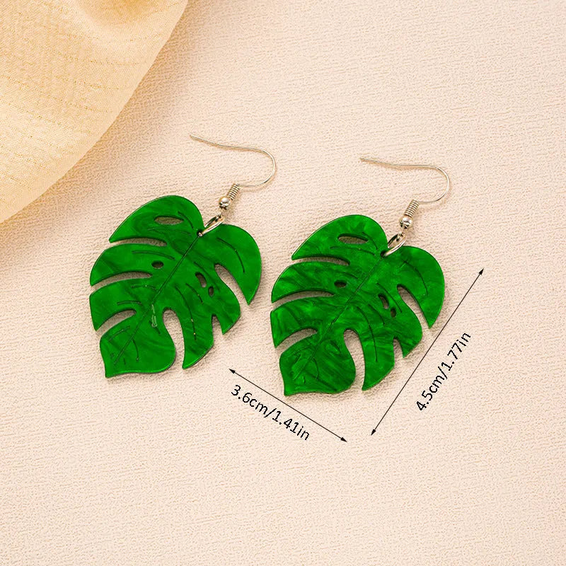 Acrylic drop earrings with coconut and artocarpus heterophyllus design in hook style