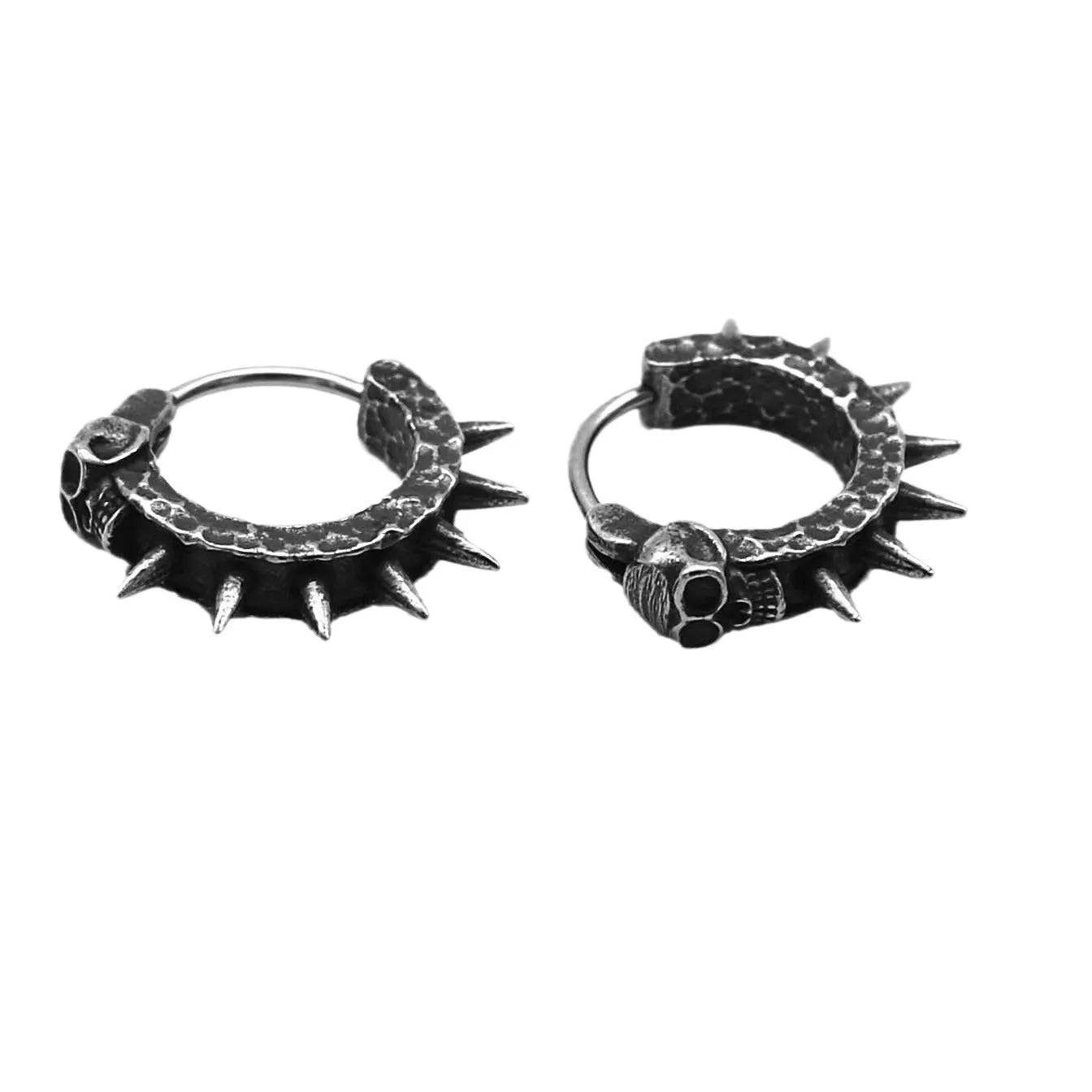 Black geometric punk motorcycle earrings made from alloy with copper plastic details.