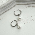 Women's geometric alloy pearl earrings with titanium steel posts in hip hop style