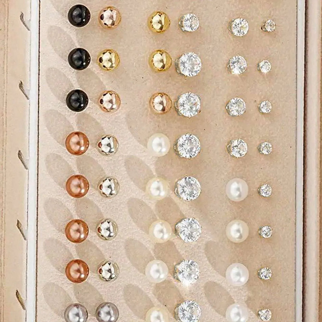 108 geometric pearl earrings with gold yellow electroplated finish women's fashion jewellery set