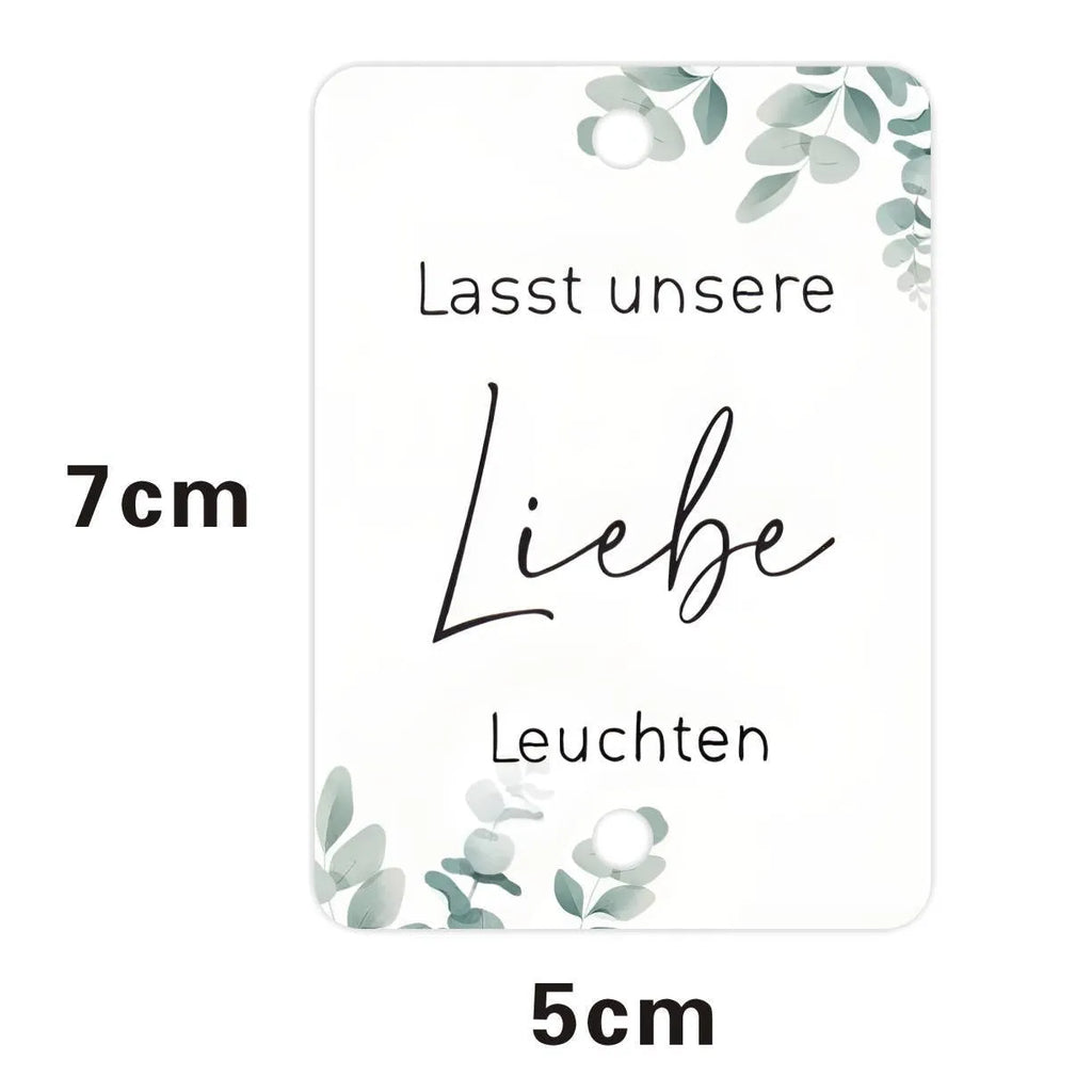 G45 style white card wedding decoration labels in a 50-piece pack set.