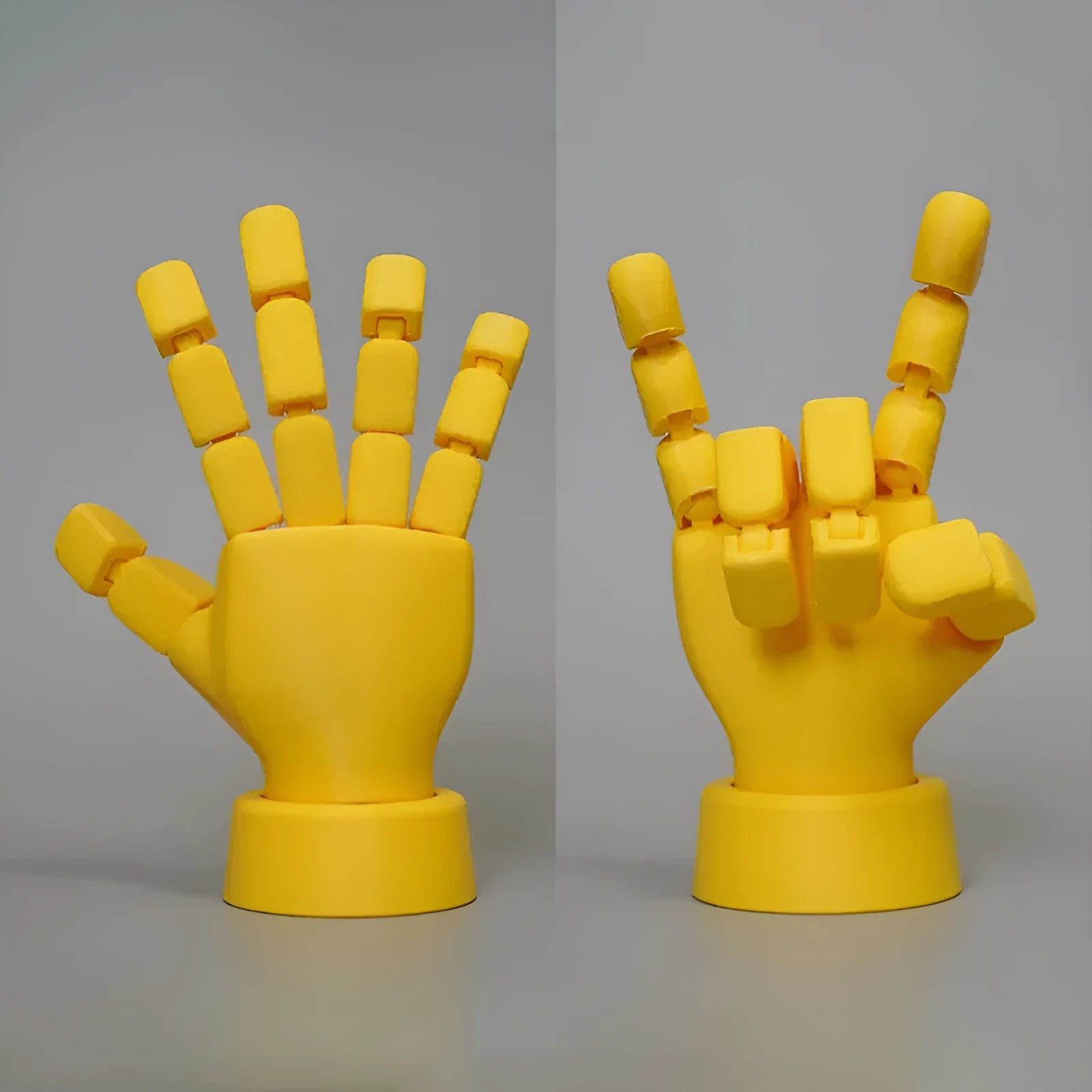 Yellow PLA movable joint hand ornament decorative prop measuring 5x5.38x7.5cm