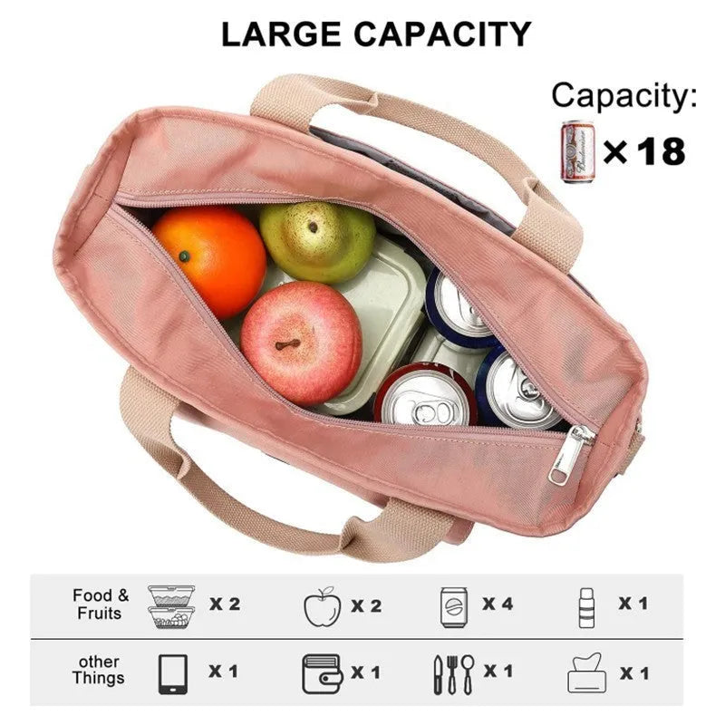 Portable cube-shaped picnic bag with removable shoulder strap and side pocket in Oxford cloth.