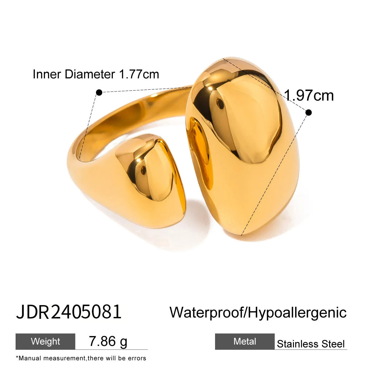 Women's geometric open circle stainless steel ring with electroplated JDR2405081 finish
