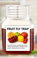 Bottle of fruit fly trapper bait liquid with specification options for trap systems.