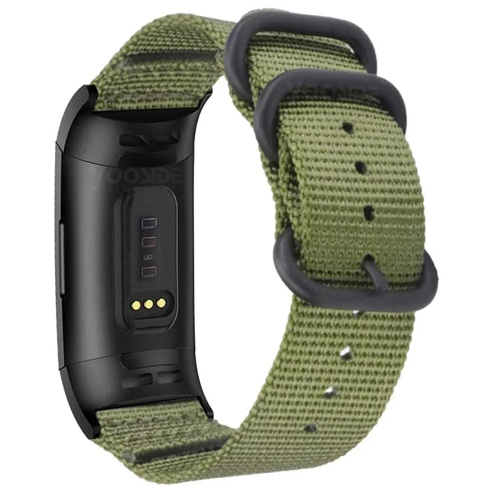 Nylon three-ring buckle strap for Fitbit Charge fitness tracker in multiple colours